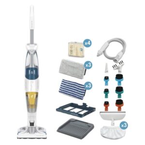 Aspirator cu abur Rowenta RY8561WH Clean & Steam Multi, 1700 W, autonomie abur 30 min, recipient praf 0.5 L, recipient apa 0.4L, Alb/Albastru