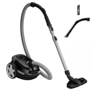Aspirator cu sac Philips Seria 3000 XD3112/09, 900 W, capacitate colectare 3 L, filtru anti-alergeni, perie integrata, Duza TriActive, Tub telescopic metalic din 2 piese, Negru