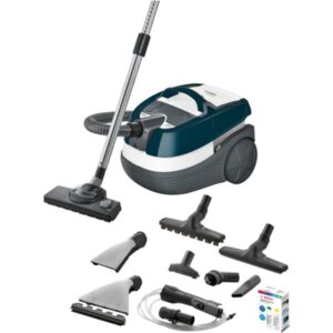 Aspirator cu spalare Bosch BWD41720, 1700 W, 5 L, Filtru Epa, Perie Parchet, Alb/Turcoaz