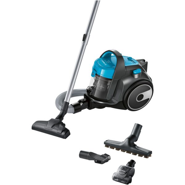 Aspirator fara sac Bosch BGS05X240, 700 W, 1.5L, reglare electronica, filtru igenic PureAir, perie mini turbo, albastru