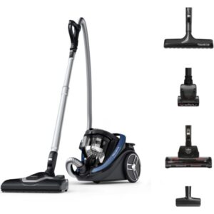 Aspirator fara sac Rowenta Silence Force Cyclonic Effitech® RO7971EA, 500 W, recipient pentru praf 2.5 L, 3 niveluri de filtrare, negru & albastru