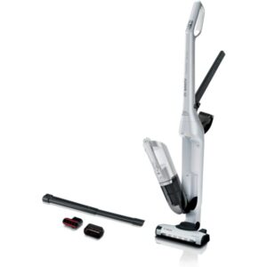 Aspirator vertical 2 in 1 cu acumulator Bosch BCH3P2301, Flexxo Gen2 23Vmax, 0.4 l, 2 trepte de putere, 10.62 Kwh/an, Perie AllFloor Power cu LED-uri, Autonomie 50 minute, Alb