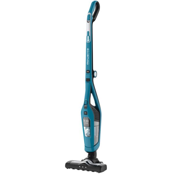 Aspirator vertical fara fir 2 in 1 Dual Force Cyclonic Rowenta RH6751WO, 48W, 21.6 V, 2 viteze, autonomie 75 min, recipient 0.6 l, albastru/negru