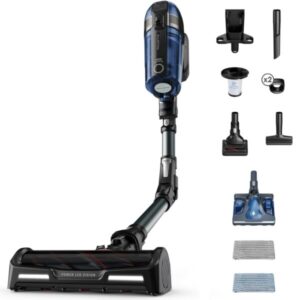 Aspirator vertical fara fir Rowenta X-Force Flex 12.60 RH98C8WO cu functie de mop, 320W, 25.2V, autonomie 45 min, filtrare 99.9%, tub flexibil, perie cu iluminare LED, panou...