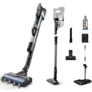 Aspirator vertical Philips 3-in-1, AQUA TRIO seria 9000 XW9463/11, tehnologie Aqua Spin 4000, perii rotative-se curata singure in timpul utilizarii, baterie 25.2V, statie de...